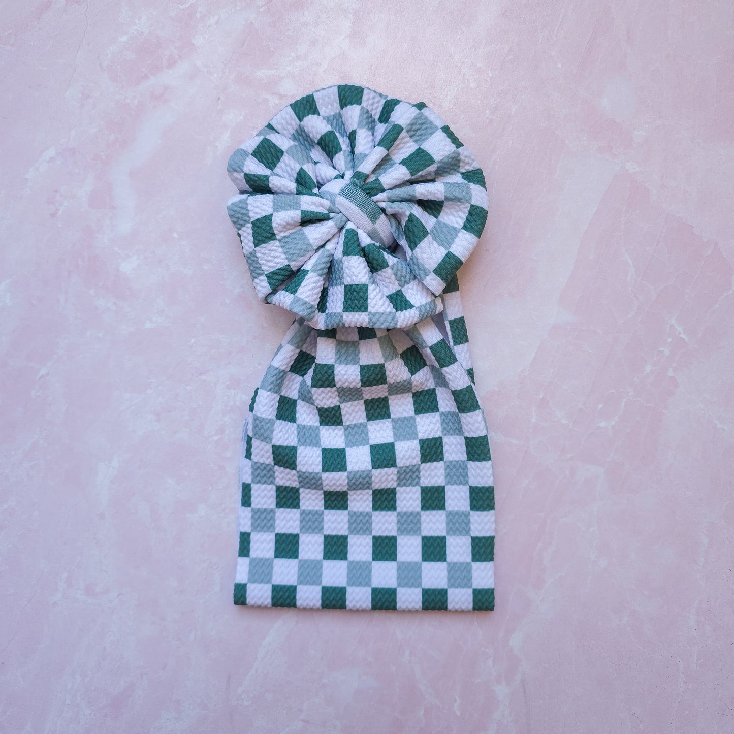 Green Checkered Messy Bow