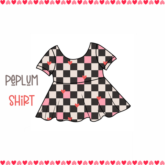 Checkered Hearts Peplum Top