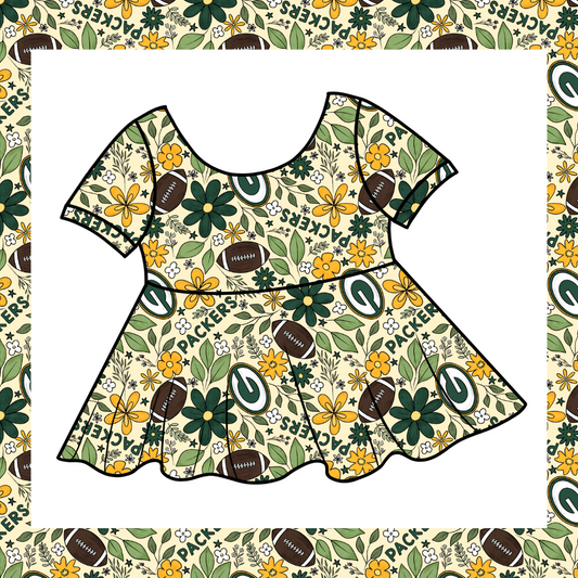 Packers Short Sleeve Peplum Top