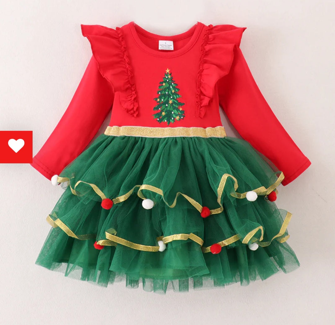 Embroidered Christmas Tree Dress