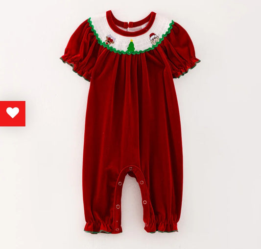 Velvet Smocked Romper