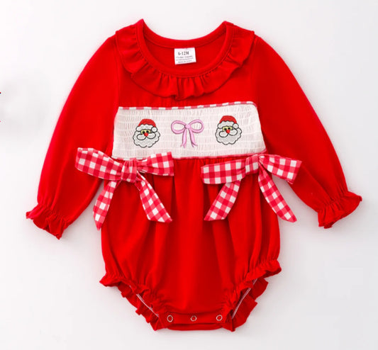 Christmas Embroidery Smocked Romper (PRE-ORDER)