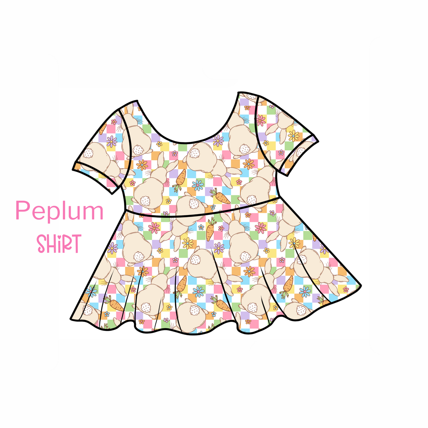 Checkered Bunnies Peplum Top